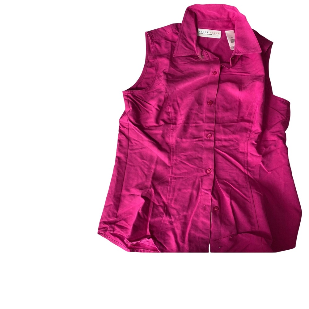First Issue‎ Liz Claiborne Sleeveless Pink Button Up Shirt Women's Medium